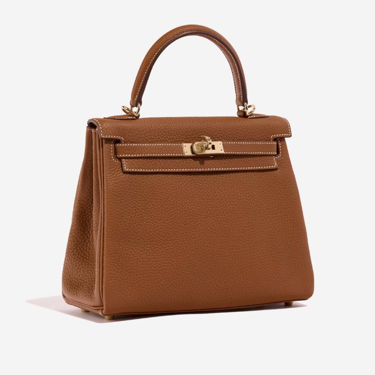 Hermès Kelly 25 Gold-GrisPerle Side Front | Vendez votre sac de créateur sur Saclab.com