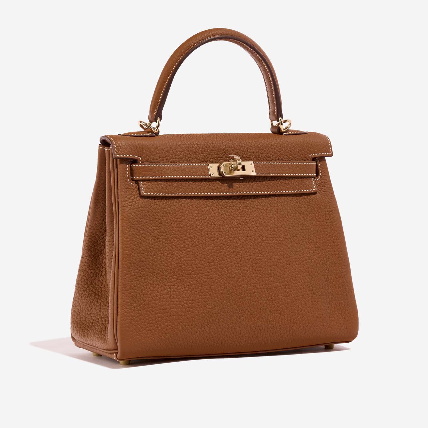 Hermès Kelly 25 Gold-GrisPerle Side Front  | Sell your designer bag on Saclab.com