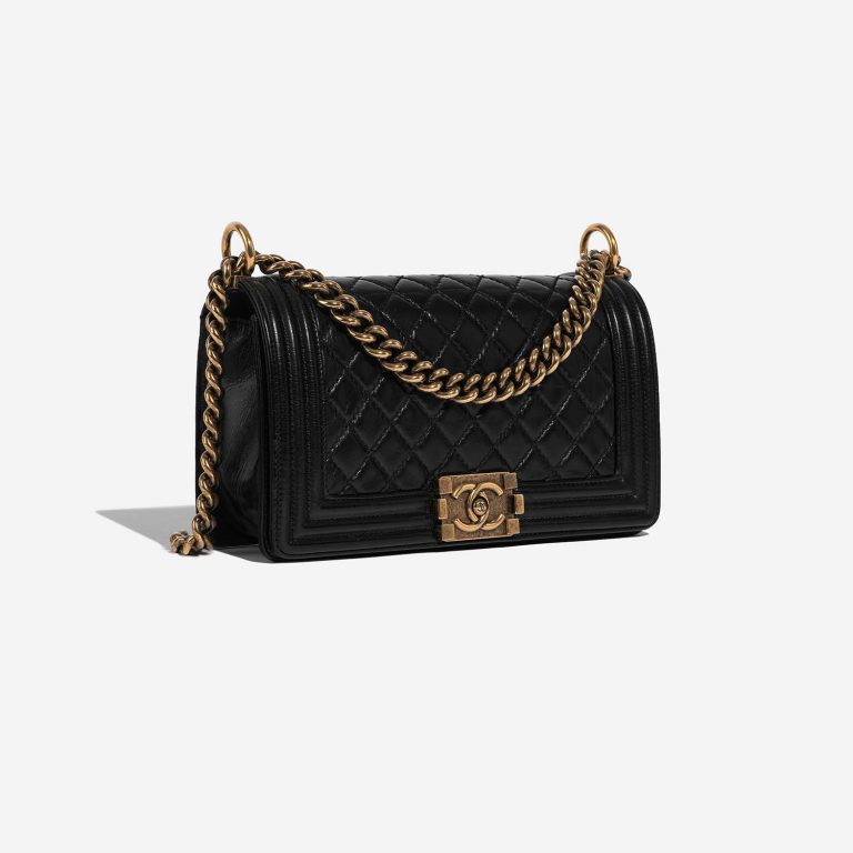 Chanel Boy OldMedium Black Side Front  | Sell your designer bag on Saclab.com