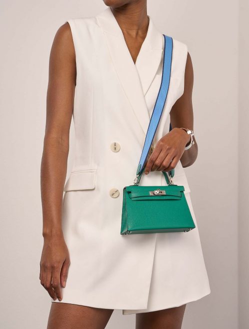 Hermès Kelly Mini VertJade-BlueParadise-BlueSaphire Sizes Worn | Sell your designer bag on Saclab.com