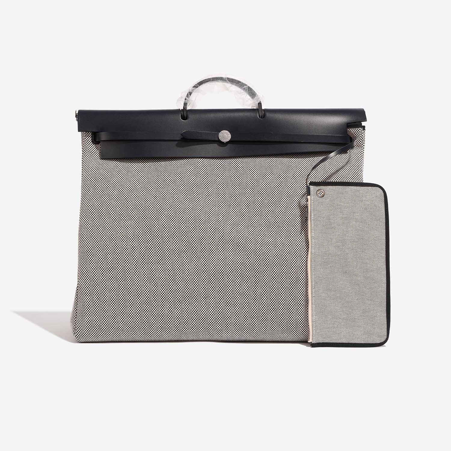 Hermès Herbag 52 Schwarz-Ecru Front | Verkaufen Sie Ihre Designer-Tasche auf Saclab.com
