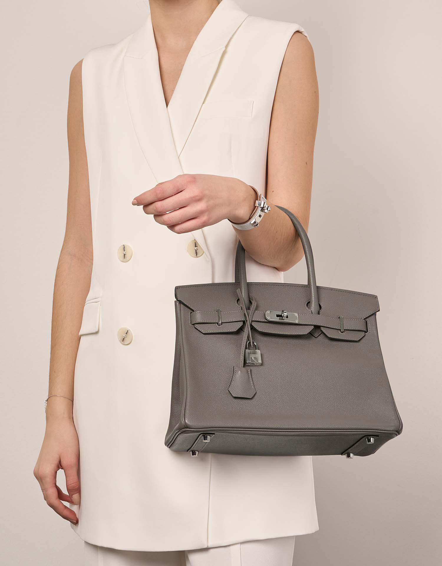 Pre-owned Hermès bag Birkin 30 Epsom Gris Asphalte Brown, Grey Model | Sell your designer bag on Saclab.com