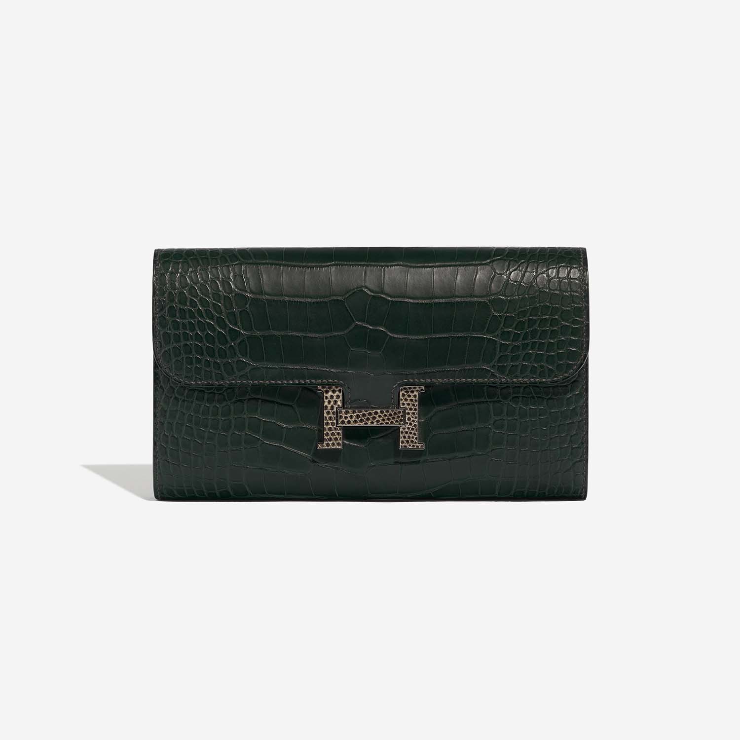 Hermès Constance LongWallet VertFonce-Ombre Front  | Sell your designer bag on Saclab.com