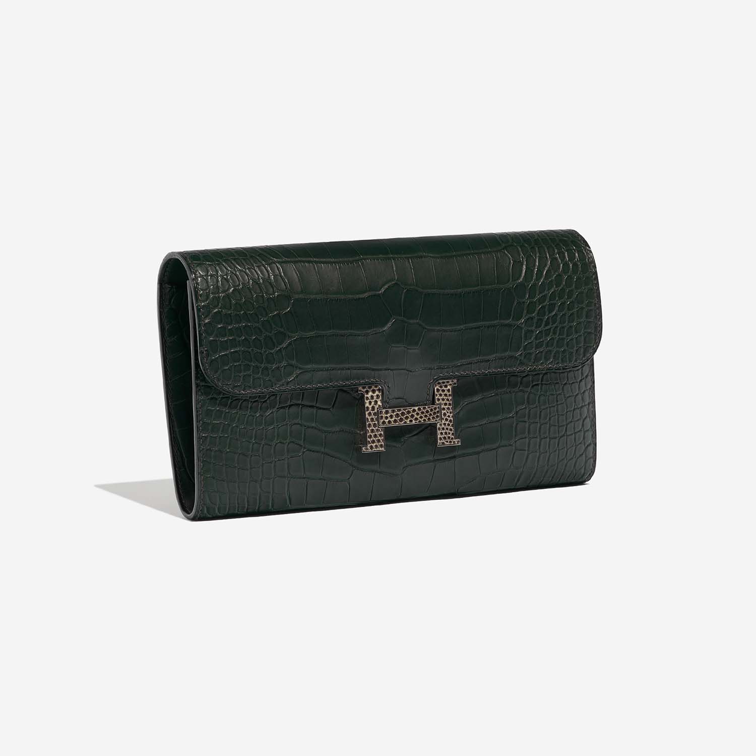 Hermès Constance LongWallet VertFonce-Ombre Side Front  | Sell your designer bag on Saclab.com