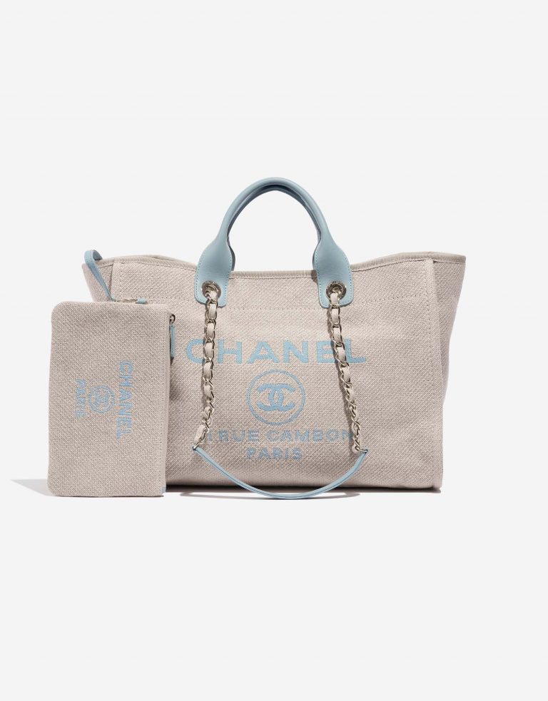 Chanel Deauville Medium Beige-Blue Front  | Sell your designer bag on Saclab.com