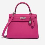 Pre-owned Hermès bag Kelly 25 Epsom Rose Pourpre Violet Front | Sell your designer bag on Saclab.com