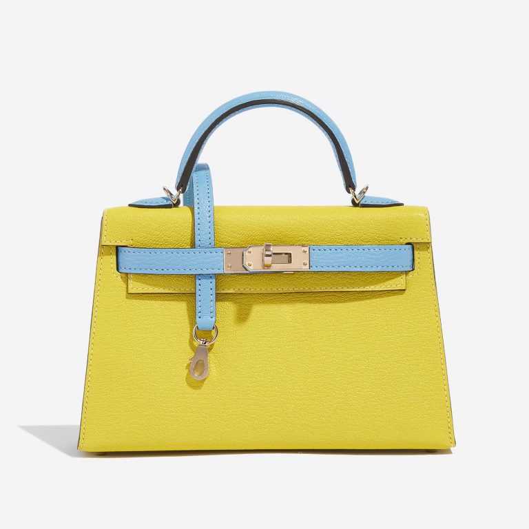 Hermès Kelly Mini Lime-BlueAztec Front  | Sell your designer bag on Saclab.com