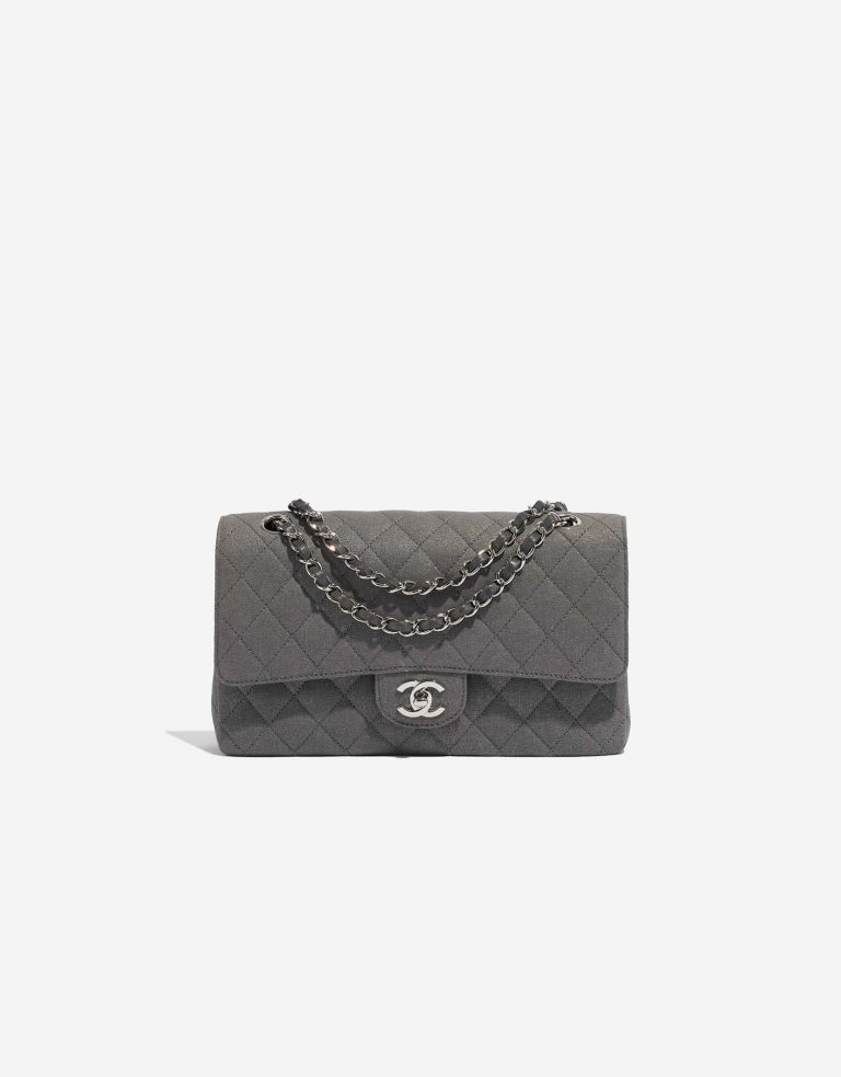 Chanel Timeless Medium Grey-GoldShimmer Front  | Sell your designer bag on Saclab.com