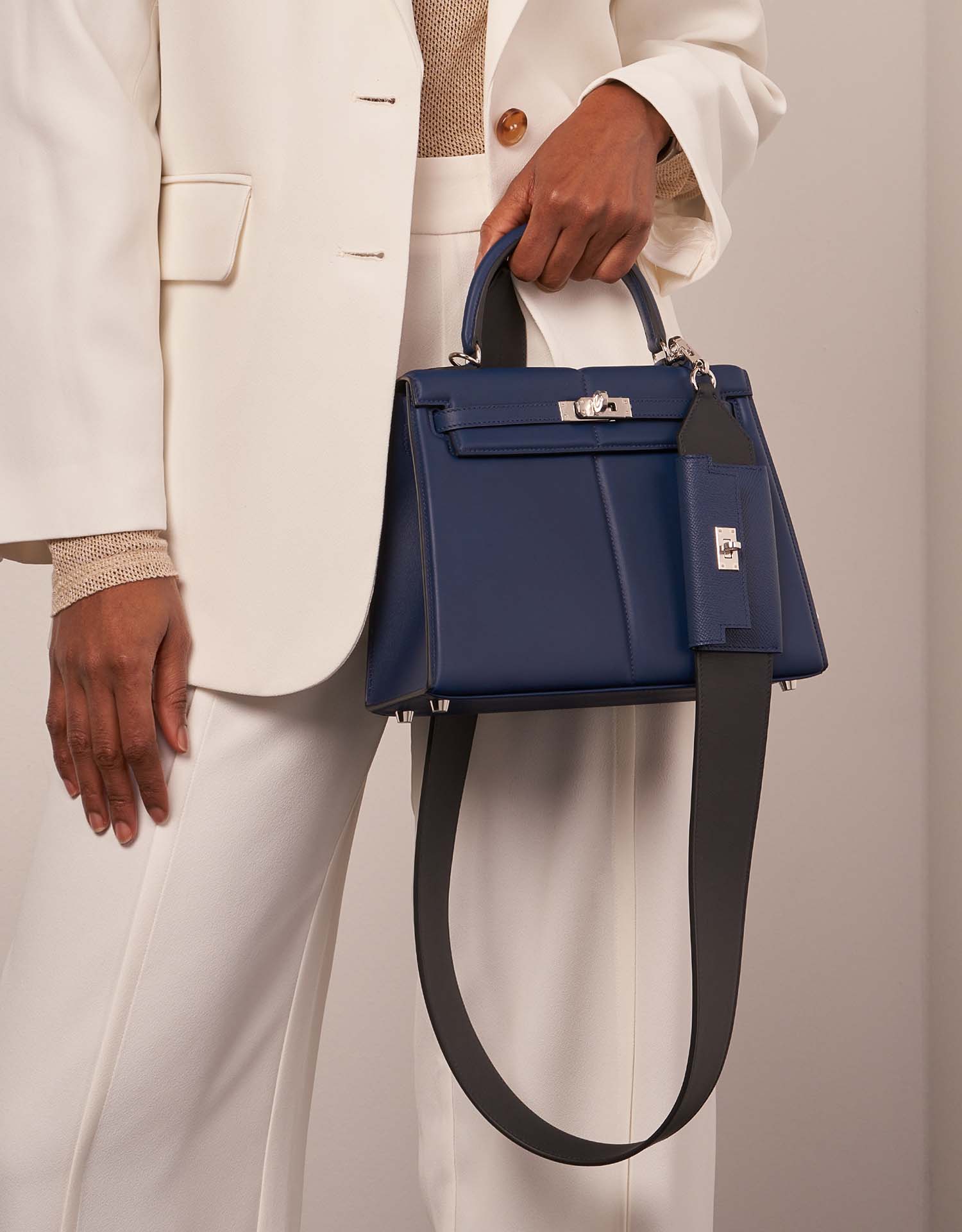 Hermès Kelly Pocket Strap Swift / Epsom Caban / Bleu Saphir