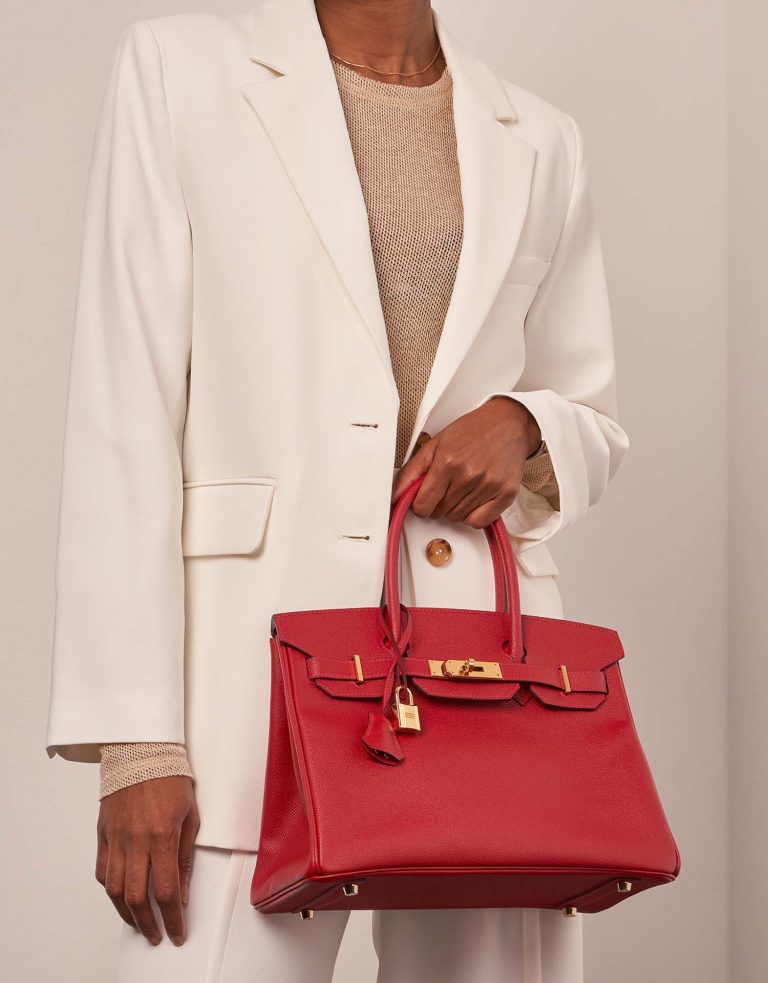 Hermès Birkin 30 RougeCasaque Sizes Worn | Sell your designer bag on Saclab.com