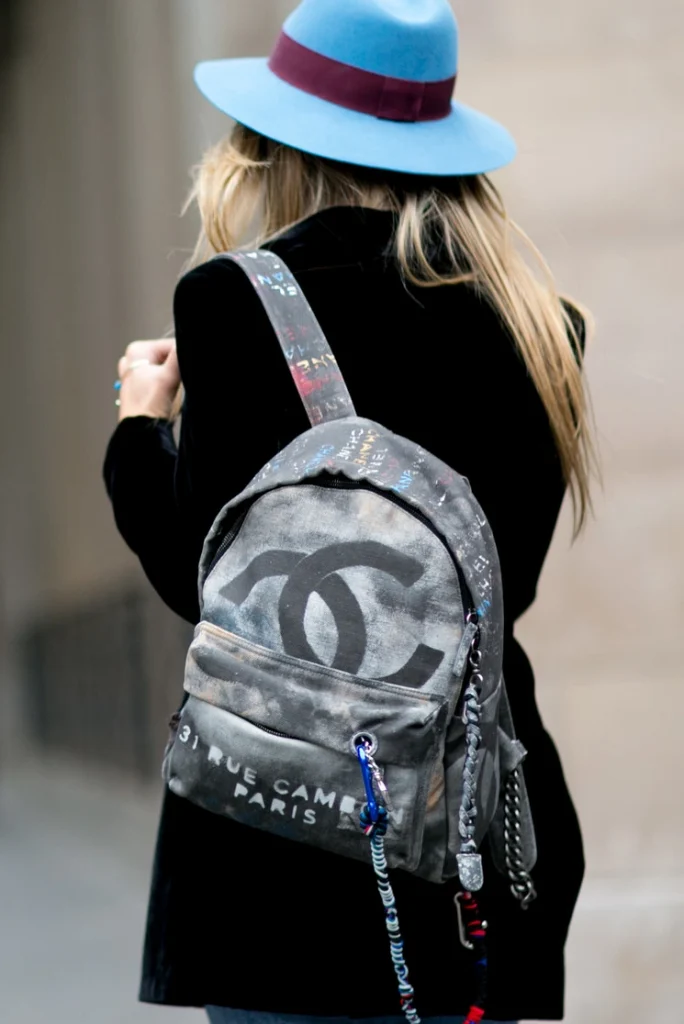 grey chanel backpack