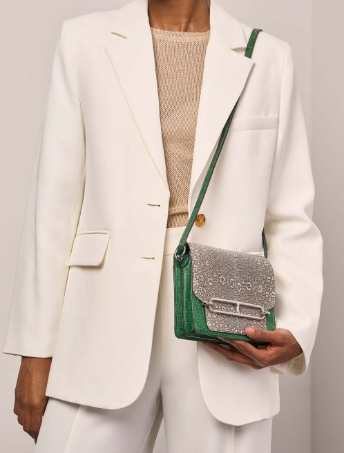 Hermès Roulis 18 VertCactus Sizes Worn | Sell your designer bag on Saclab.com