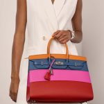 Hermès Birkin 35 Apricot-BlueAgate-Magnolia RougeCasaque Sizes Worn | Sell your designer bag on Saclab.com