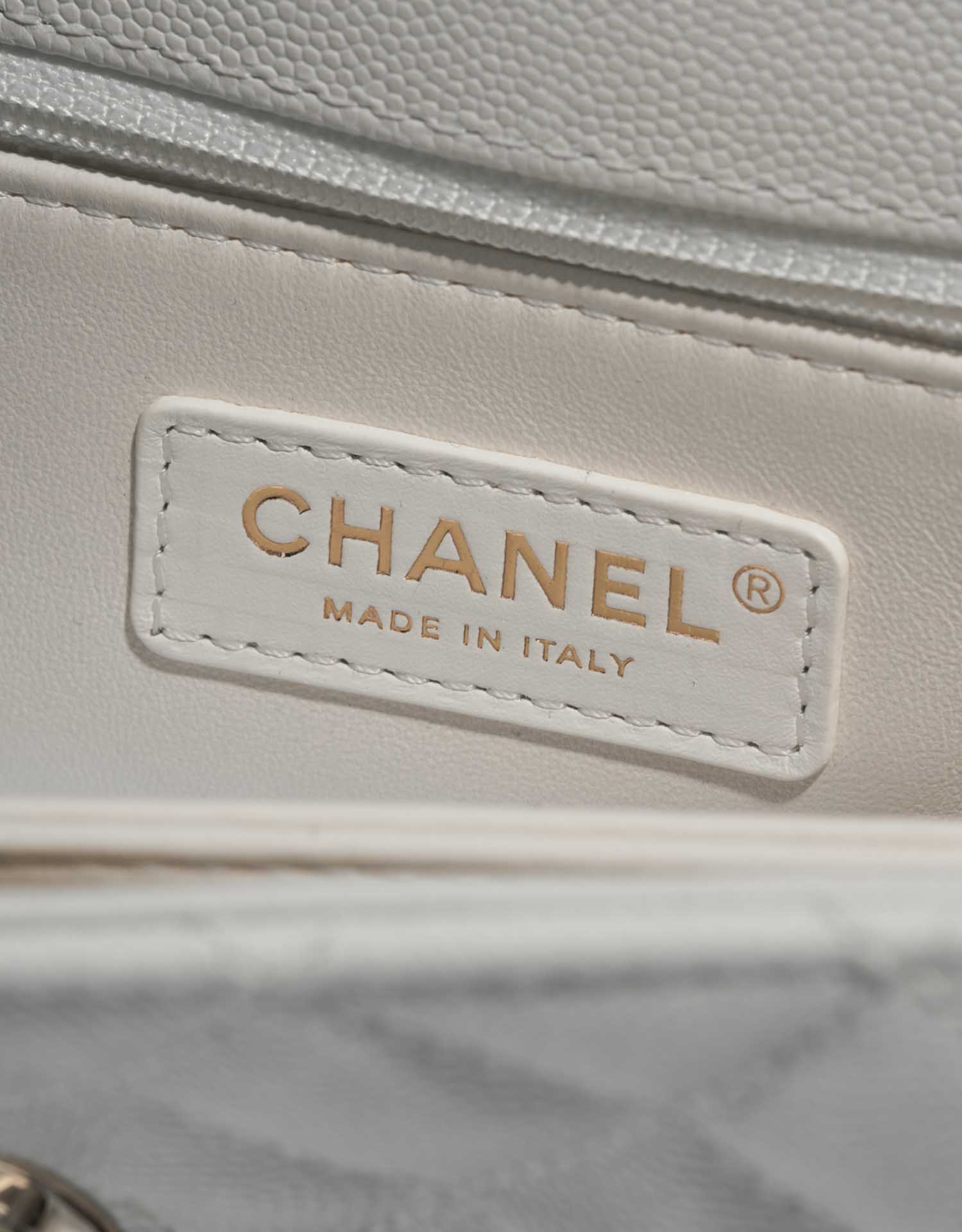 Chanel TimelessHandle Small White Logo  | Sell your designer bag on Saclab.com