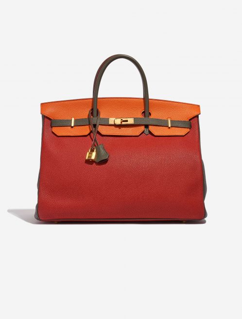 Hermès Birkin 40 OrangeH-Olive-Vermillon Front  | Sell your designer bag on Saclab.com