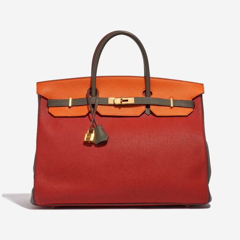 Hermès Birkin 40 OrangeH-Olive-Vermillon Front | Vendez votre sac de créateur sur Saclab.com