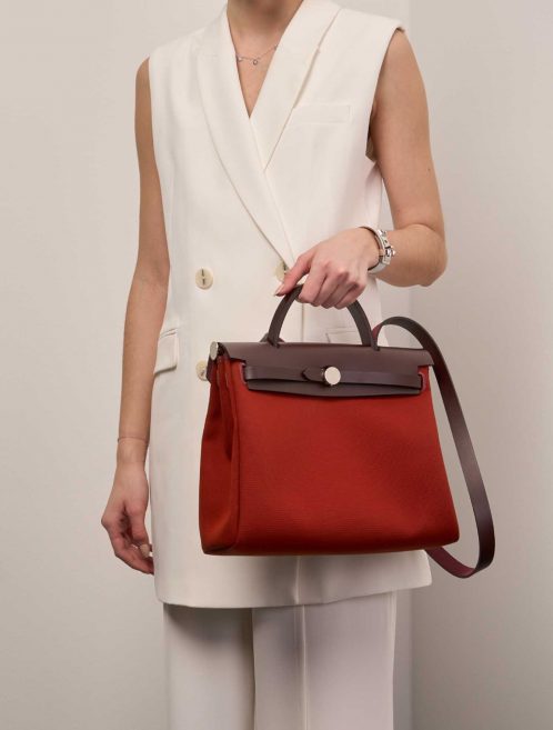Hermès Herbag 31 Cuivre-OrangeMécano-RougeSellier Sizes Worn | Sell your designer bag on Saclab.com