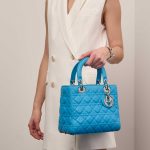 Dior Lady Medium Blue Sizes Worn | Sell your designer bag on Saclab.com
