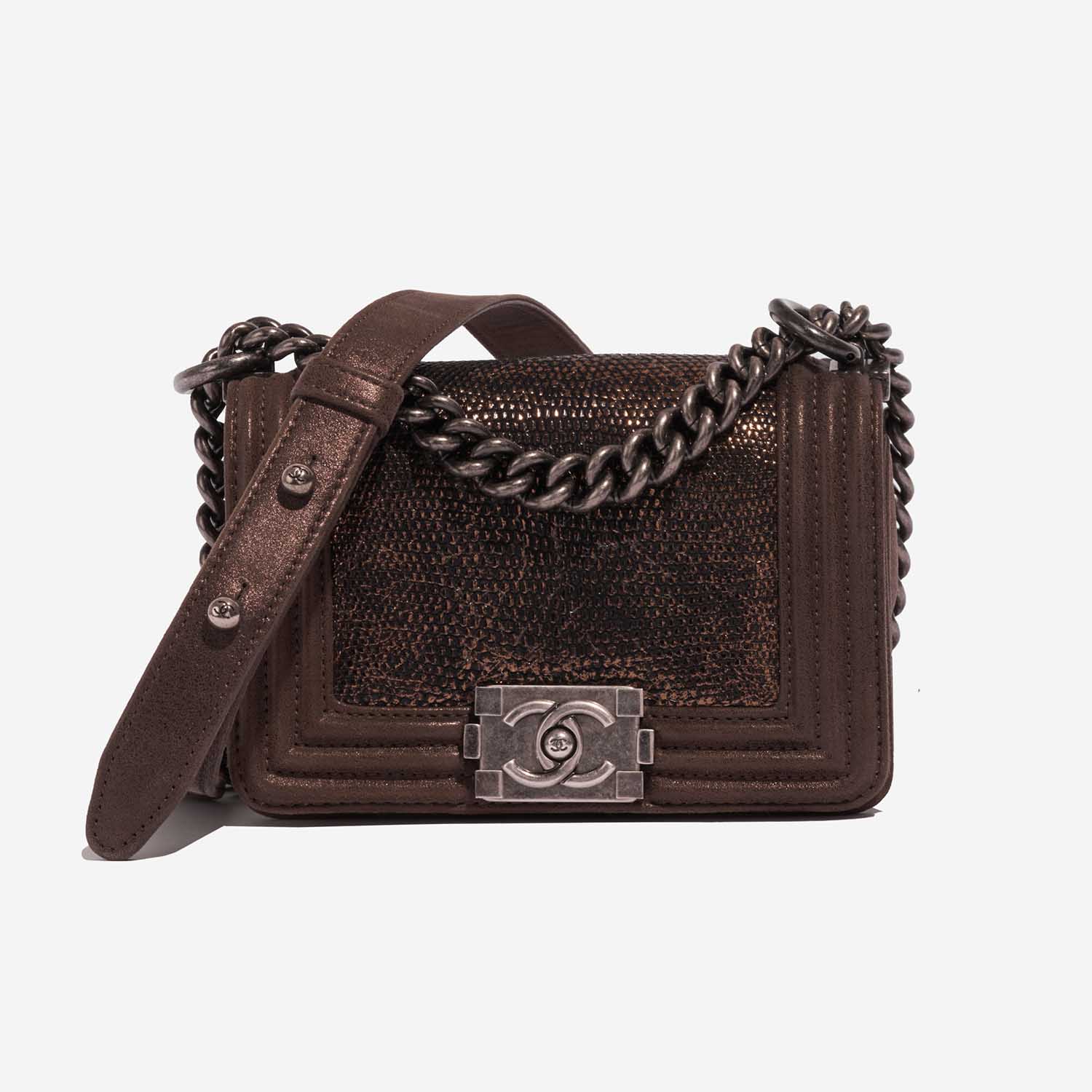 Chanel Boy Micro Brown-Gold Front | Verkaufen Sie Ihre Designer-Tasche auf Saclab.com