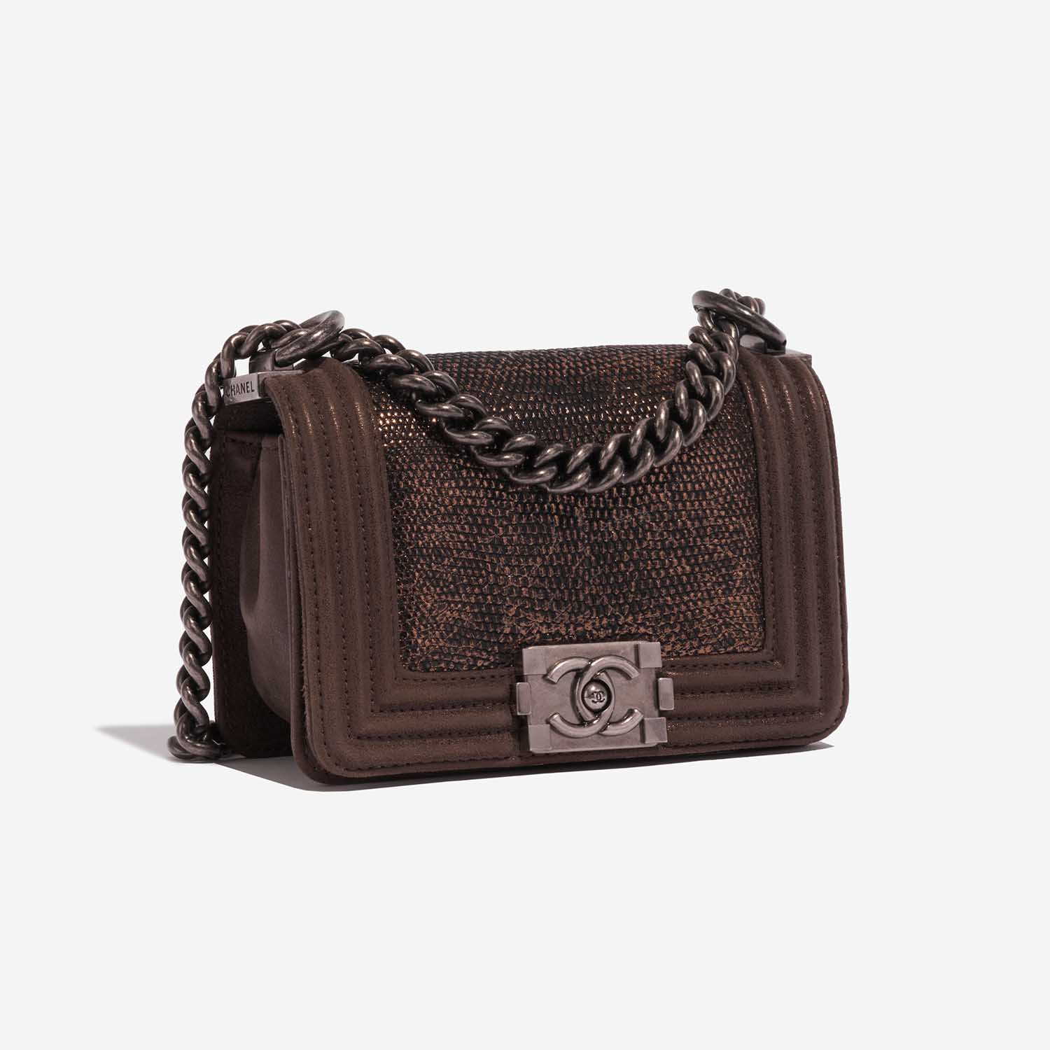 Chanel Boy Micro Brown-Gold Side Front | Verkaufen Sie Ihre Designer-Tasche auf Saclab.com