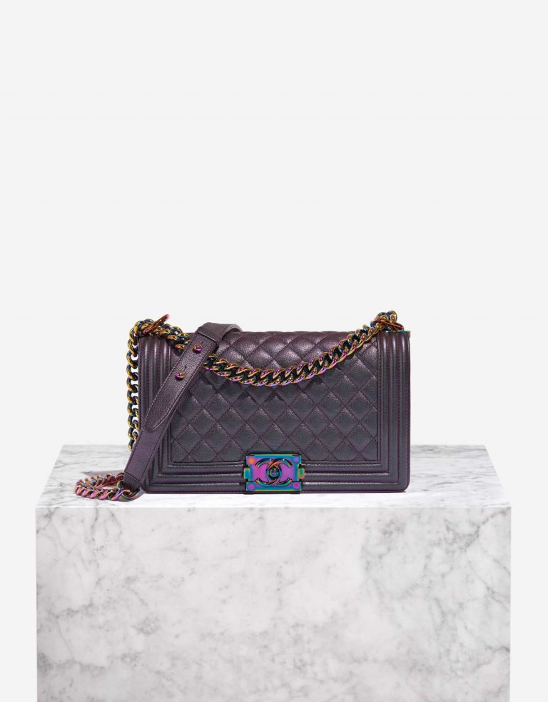 Chanel Boy OldMedium Purple-Greyish Front  | Sell your designer bag on Saclab.com