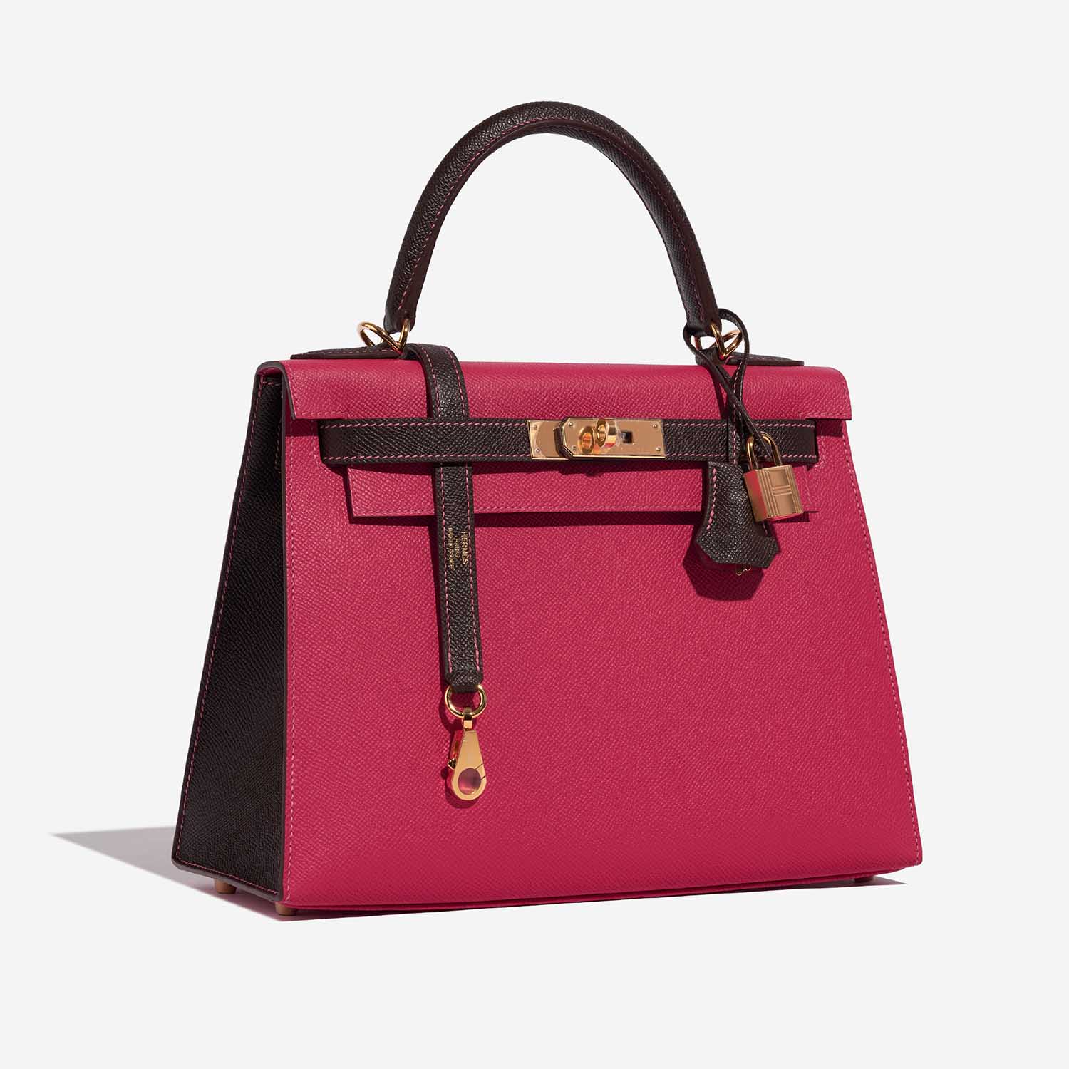 Hermès Kelly 28 RoseTyrien-Chocolate 6SF S | Sell your designer bag on Saclab.com