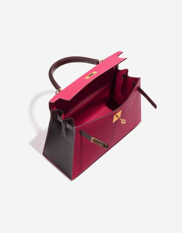 Hermès Kelly 28 RoseTyrien-Schokolade Innenseite | Verkaufen Sie Ihre Designer-Tasche auf Saclab.com