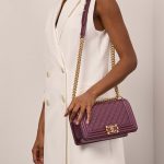 Chanel Boy NewMedium MetallicRoseGold Sizes Worn | Sell your designer bag on Saclab.com