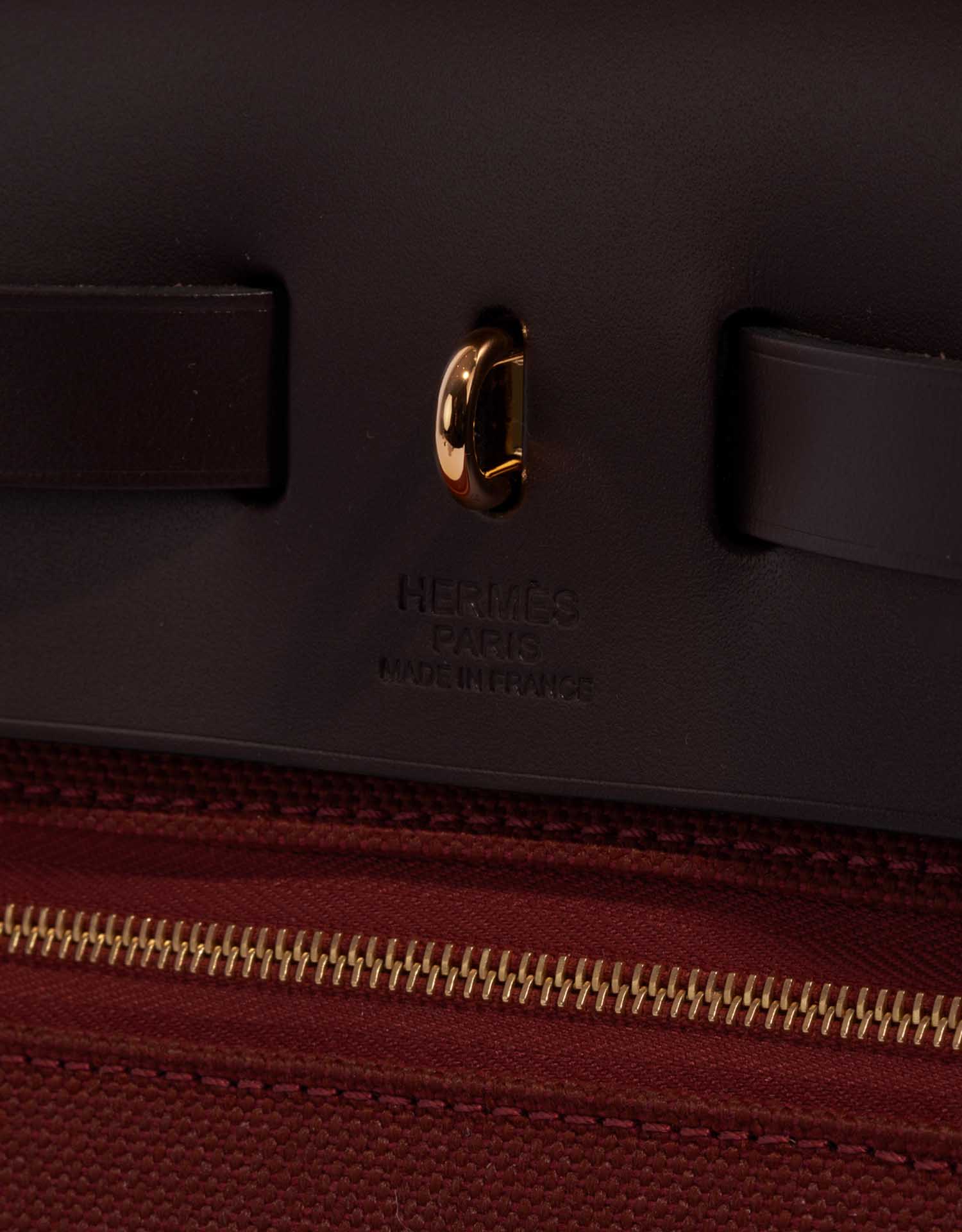 Hermes Rouge H/Ebene Canvas and Leather Herbag Zip 31 Bag at 1stDibs