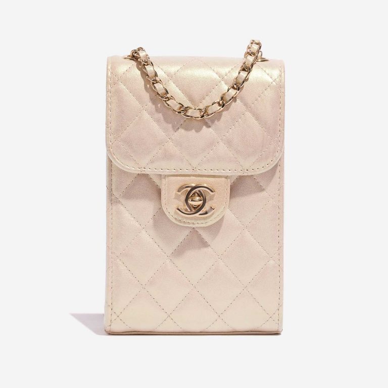 Chanel Timeless PhoneHolder MetallicPearlWhite Front | Vendez votre sac de créateur sur Saclab.com