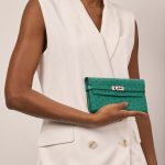 Hermès Kelly LongWallet VertVerone Sizes Worn | Sell your designer bag on Saclab.com