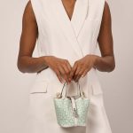 Hermès Picotin 14 Nata-Vert-Blanc Sizes Worn | Sell your designer bag on Saclab.com