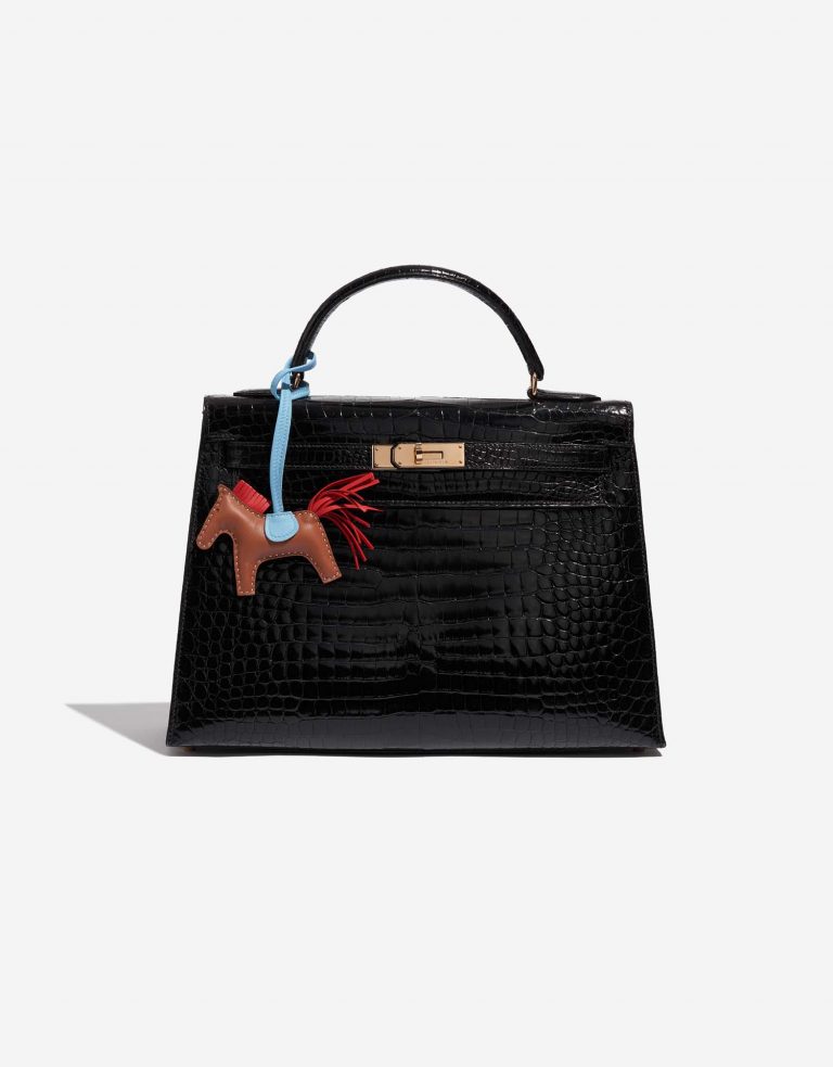 Hermès RodeoPM Gold-Celeste-RougePiment Front  | Sell your designer bag on Saclab.com