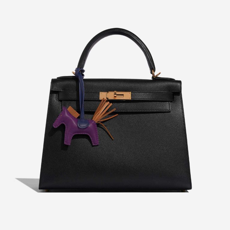Hermès RodeoPM Anemone-BlueEncre-Kraft Front  | Sell your designer bag on Saclab.com