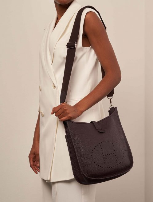 Pre-owned Hermès bag Evelyne 29 Taurillon Clemence Havane Brown Model | Sell your designer bag on Saclab.com