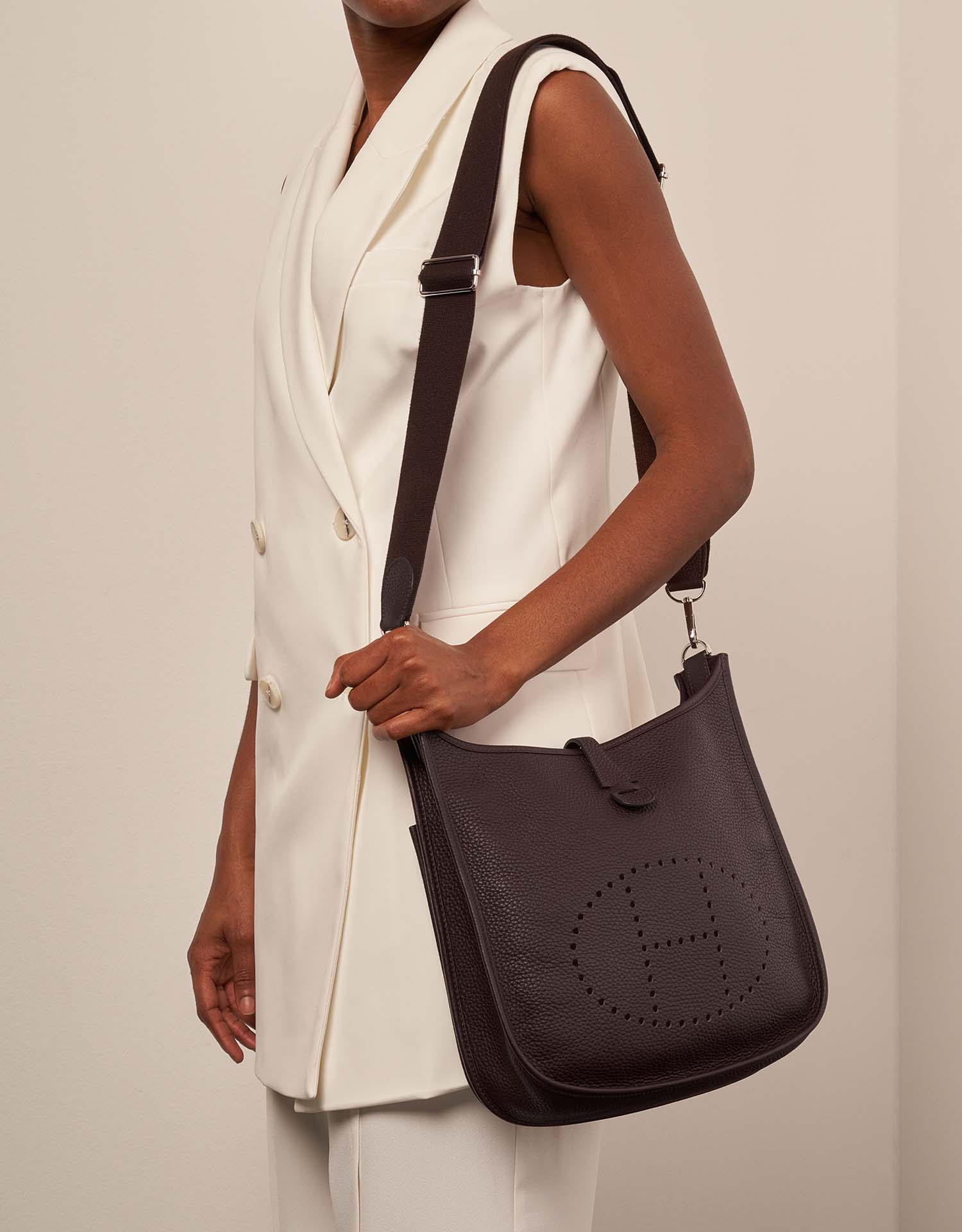 Gebrauchte Hermès Tasche Evelyne 29 Taurillon Clemence Havane Braun Modell | Verkaufen Sie Ihre Designer-Tasche auf Saclab.com