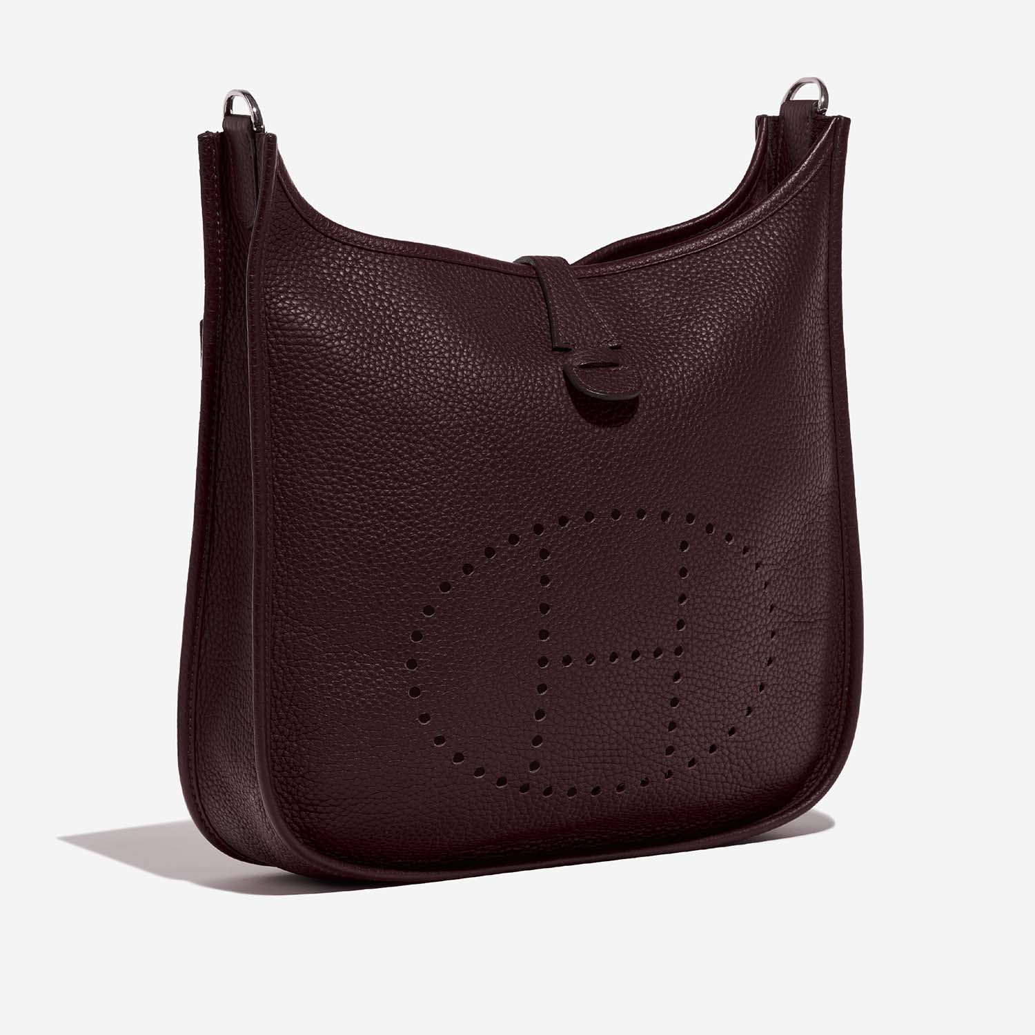 Pre-owned Hermès bag Evelyne 29 Taurillon Clemence Havane Brown Side Front | Sell your designer bag on Saclab.com