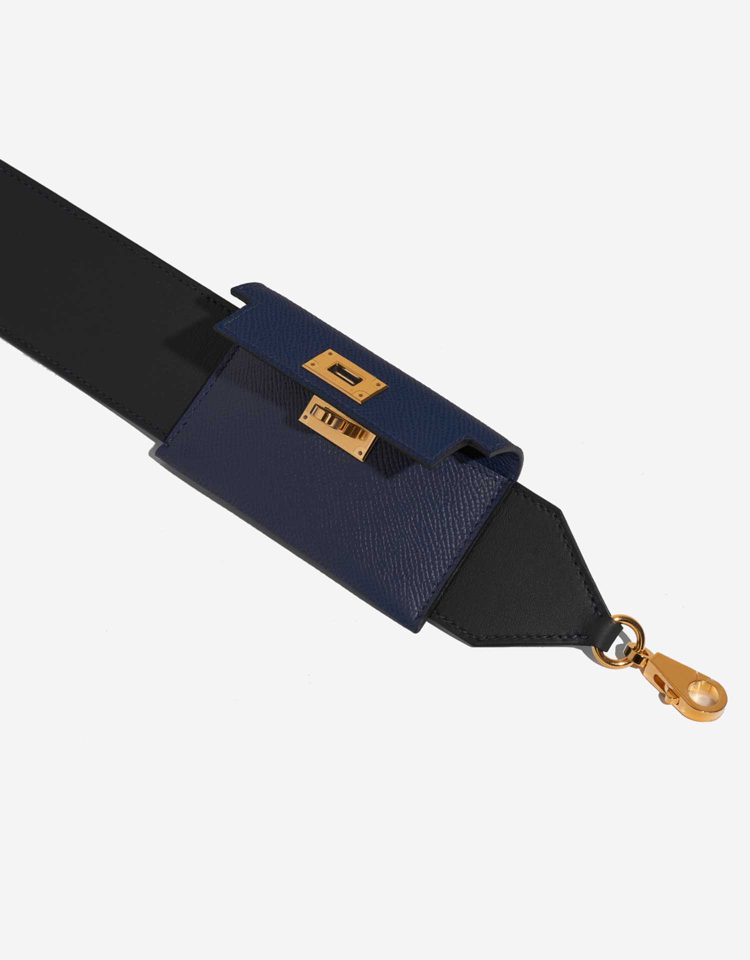 Hermès KellyPocketStrap Caban-BleuSaphir Closing System  | Sell your designer bag on Saclab.com