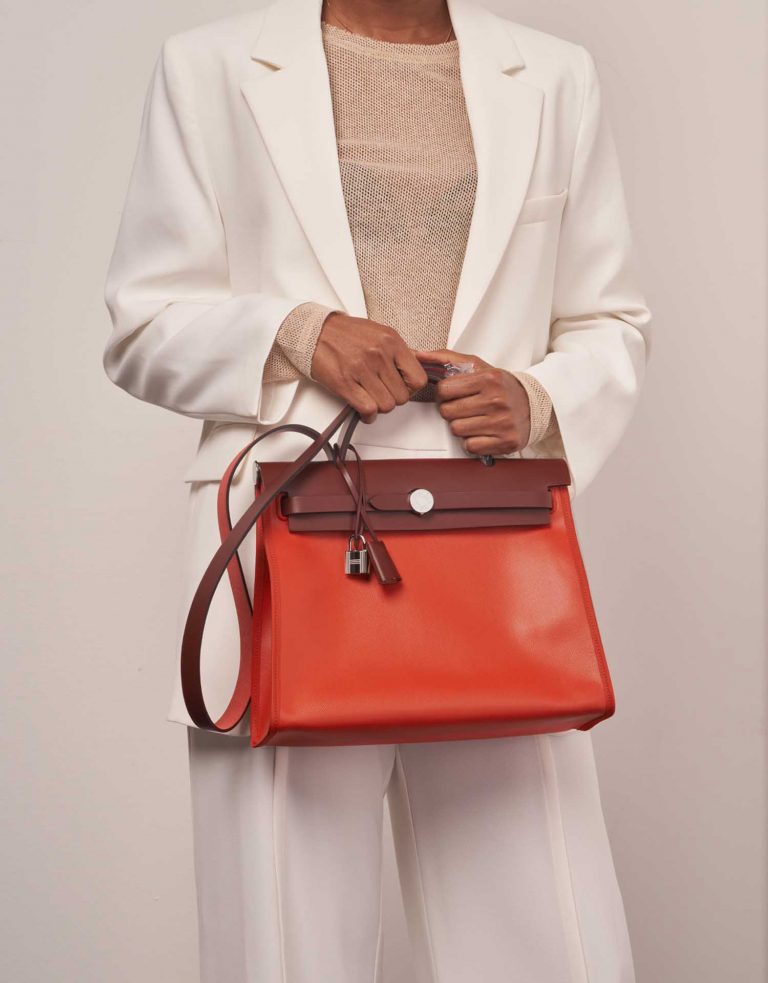Hermès Herbag 31 OrangeMecano-Ecru-Beige-RougeH 0F | Verkaufen Sie Ihre Designer-Tasche auf Saclab.com