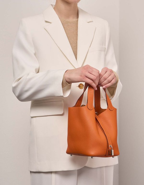 Hermès Picotin 18 Taurillon Clemence Orange SACLÀB