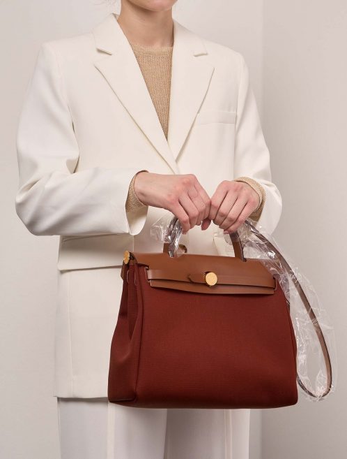 Hermès Herbag 31 Cuivre-Mecan-Fauve Sizes Worn | Sell your designer bag on Saclab.com