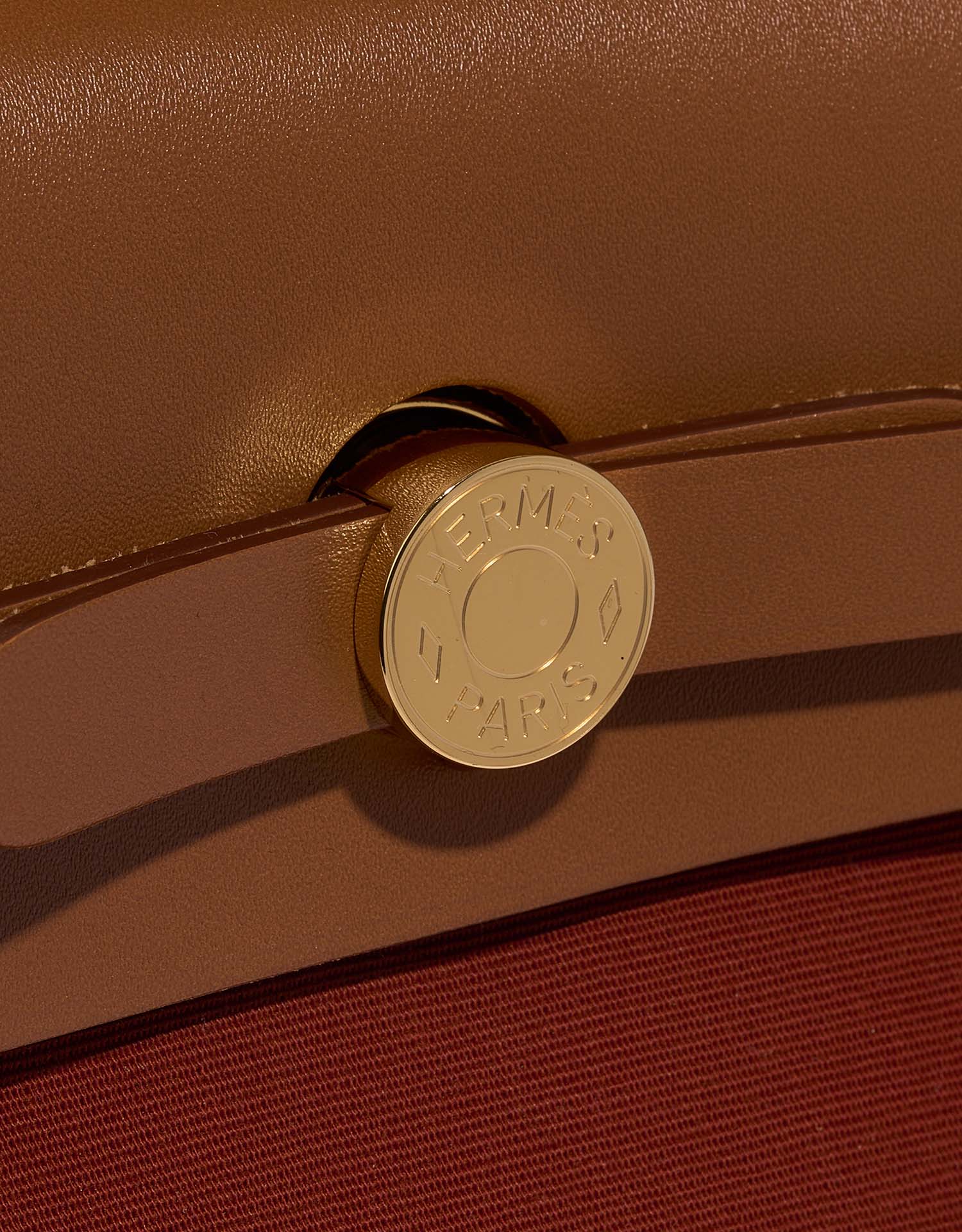 Hermès Herbag 31 Cuivre-Mecan-Fauve Closing System  | Sell your designer bag on Saclab.com