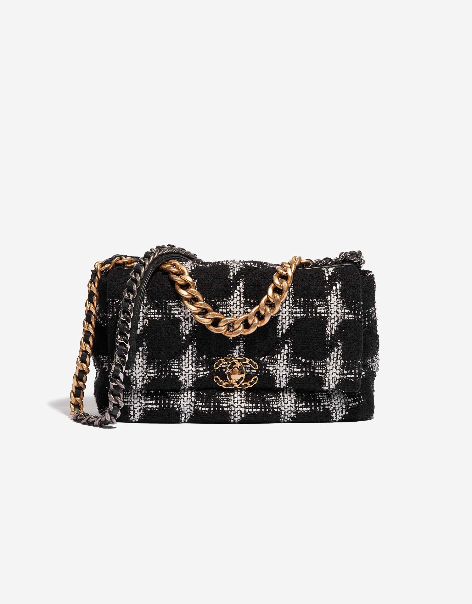 Chanel 19 Flap Bag Large Tweed Black / White | SACLÀB