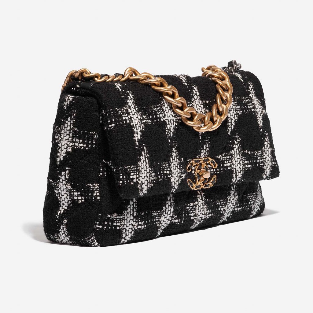 Chanel 19 Flap Bag Large Tweed Black / White SACLÀB