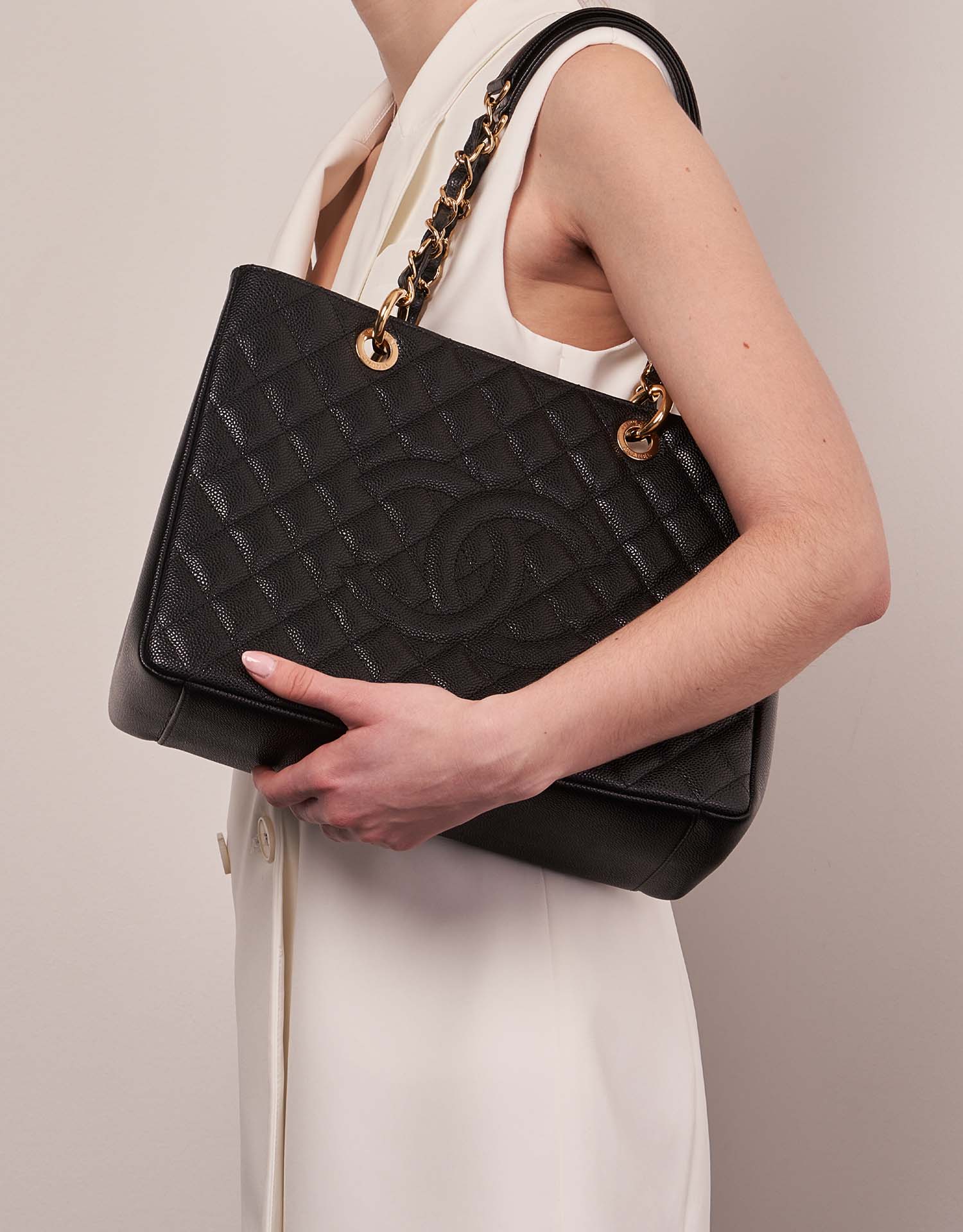 Chanel Quilted Shopping Tote in Black
