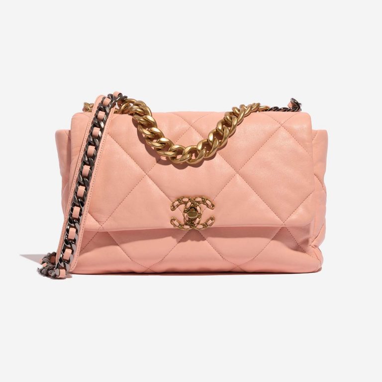 Chanel 19 Flap Bag Large Lamb Peach Front | Sell your designer bag