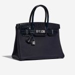 Pre-owned Hermès bag Birkin Touch 30 Togo / Niloticus Crocodile Shiny Blue Nuit / Blue Baltique Blue Side Front | Sell your designer bag on Saclab.com