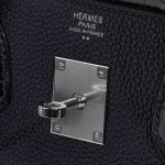 Pre-owned Hermès bag Birkin Touch 30 Togo / Niloticus Crocodile Shiny Blue Nuit / Blue Baltique Blue Logo | Sell your designer bag on Saclab.com