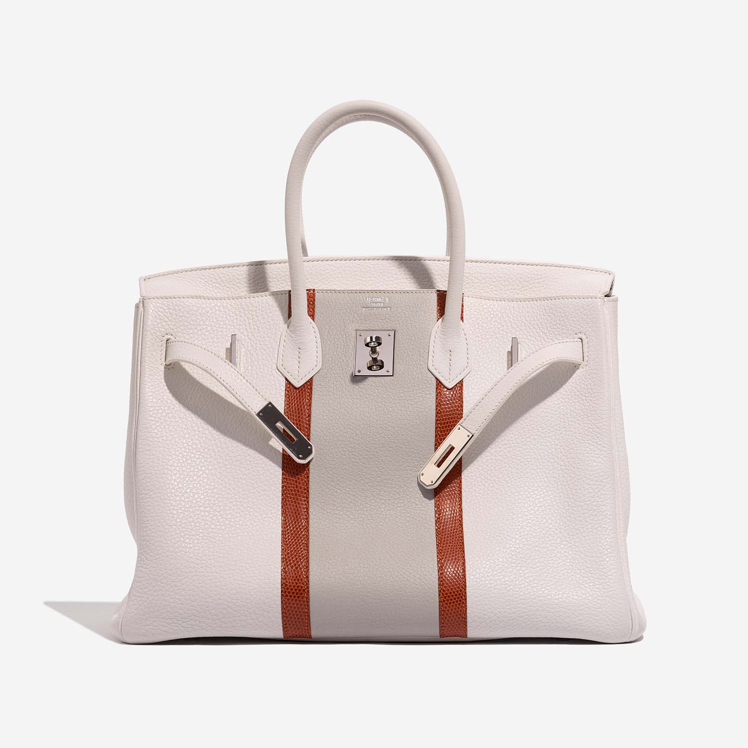 Hermès BirkinClub 35 White-GrisPerle-Sanguine 4FO S | Vendre votre sac de créateur sur Saclab.com