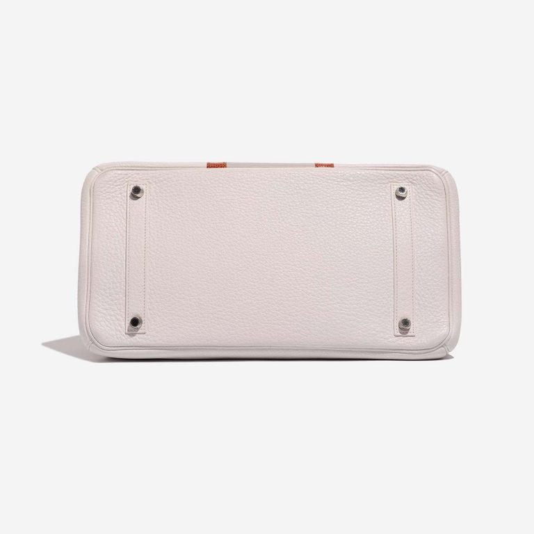 Hermès BirkinClub 35 White-GrisPerle-Sanguine Bottom  | Sell your designer bag on Saclab.com